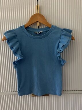 Zara Light Blue Ruffle Sleeve Tank Top for Kids